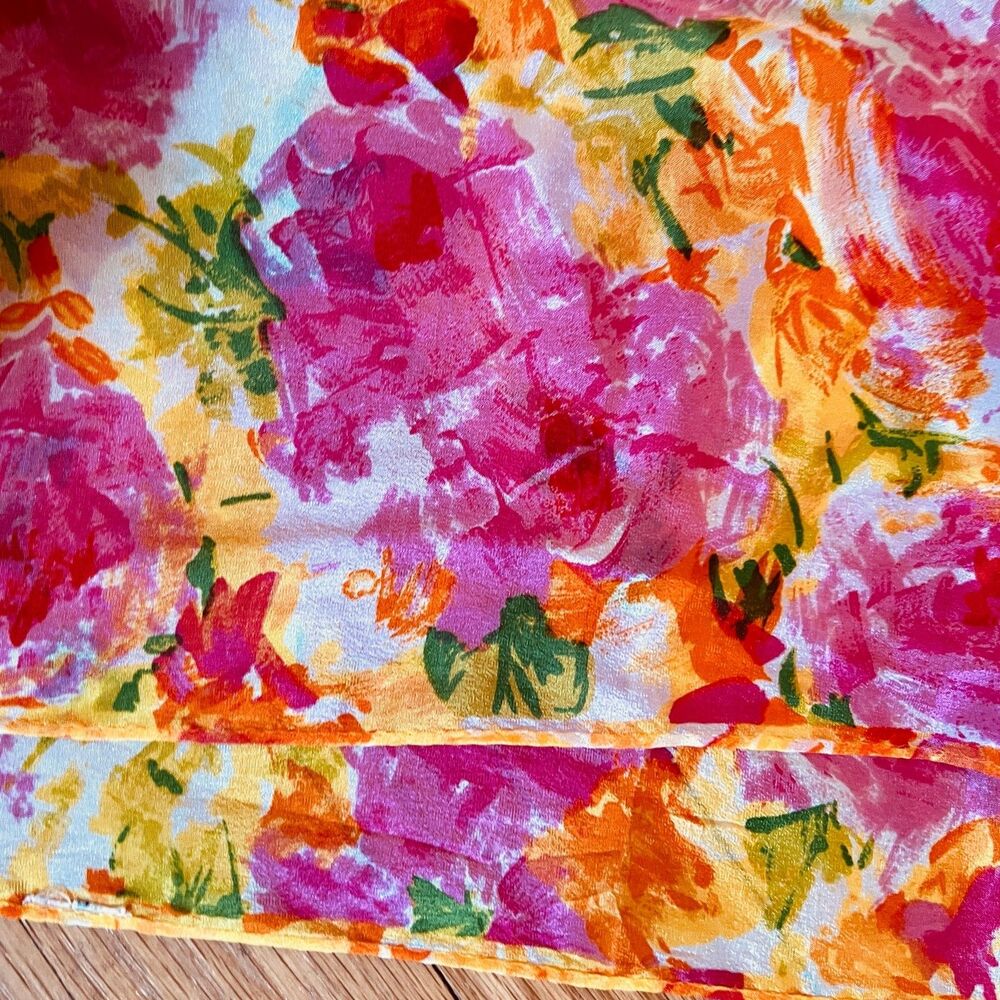 Echo Silk Rectangular Scarf Floral Print Yellow P… - image 7